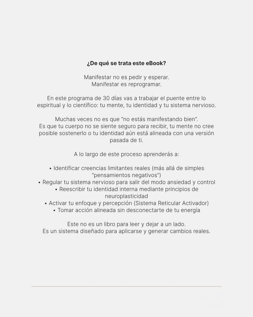 Reprogramá tu mente — Sistema de manifestación en 30 días (Español)